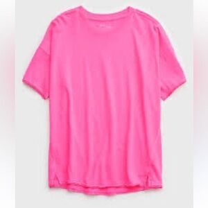 Aerie Neon Pink Oversized Crew Neck Tee Size XL